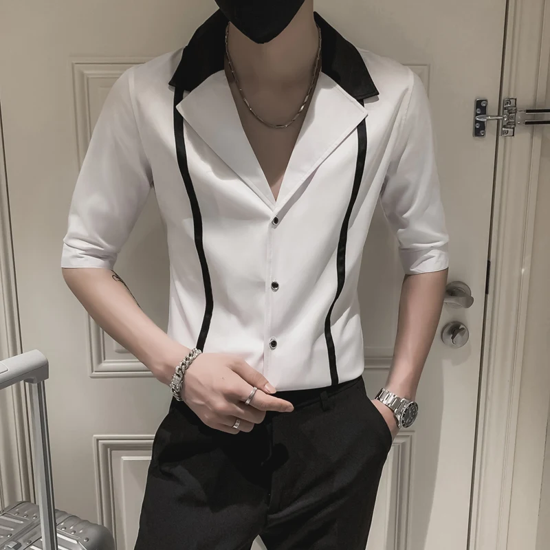 Title 9, Mens Slim Fit Striped Shirt Short Sleeve Styli...