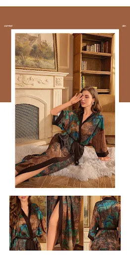 Title 8, Pajamas Nightgown Shadow Red Satin Luxury Lace-...