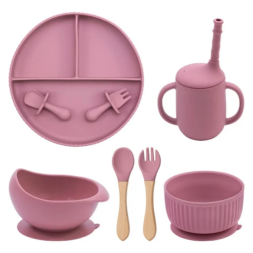 Title 8, Baby Silicone Cookware Feeding Plate Bowl Set N...