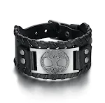 Antique Silver Black Leather