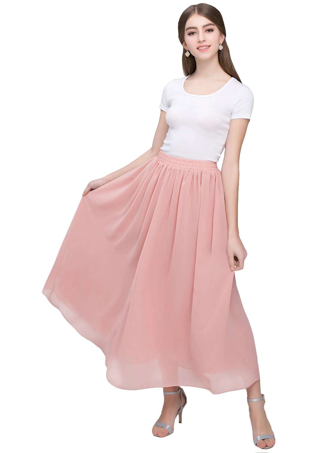 Large Swing Solid Color Chiffon Skirt offers an elegant, flowing style for any occasion, perfect for special events and — photo 6