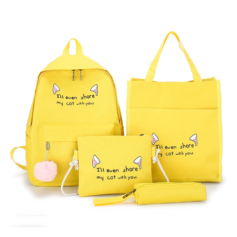 Mochila feminina com cores contrastantes, conjunto de 4 peças, lona impermeável. Leve seus pertences com segurança e estilo para qualquer lugar! — foto 4