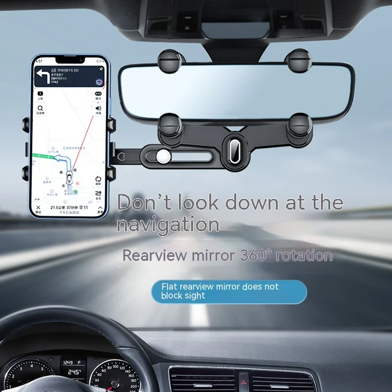 Retractable Automobile Rear View Mirror Phone Holder Keep your phone safe and accessible while driving Easy installation — photo 10