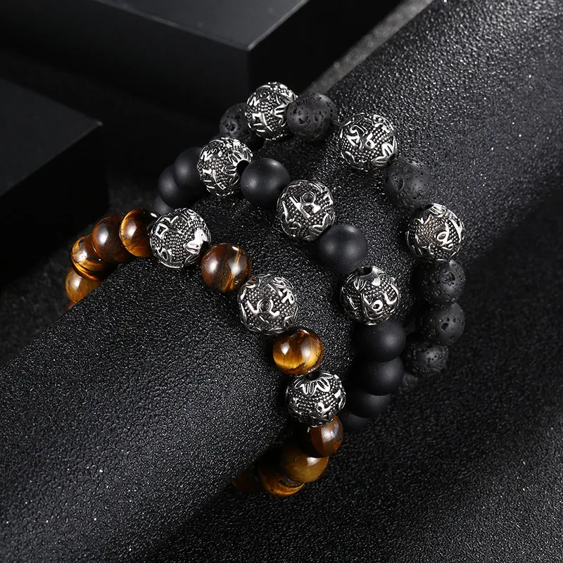 Pulseira DIY masculina de aço titânio com mantra de seis palavras, personalize, estilo espiritual, acessório de joia. — foto 4