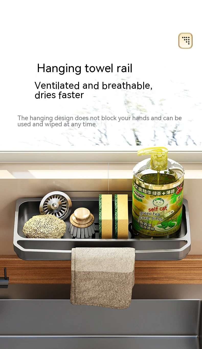 Title 13, Kitchen Sink Storage Shelf with Rag Drain Rack ...