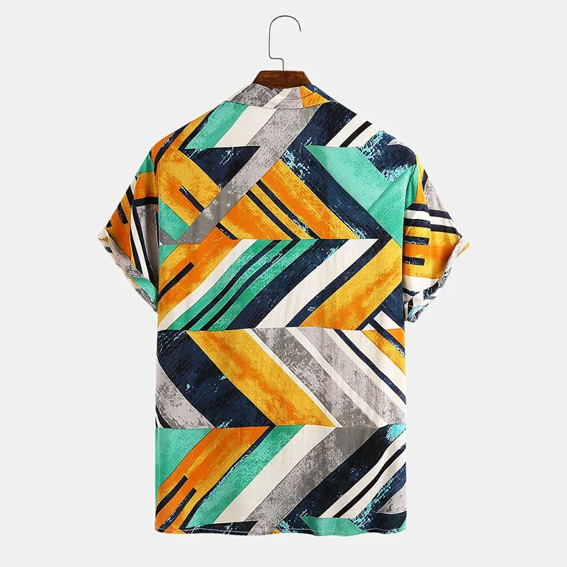 Title 7, Camisa masculina casual de praia com blocos geo...
