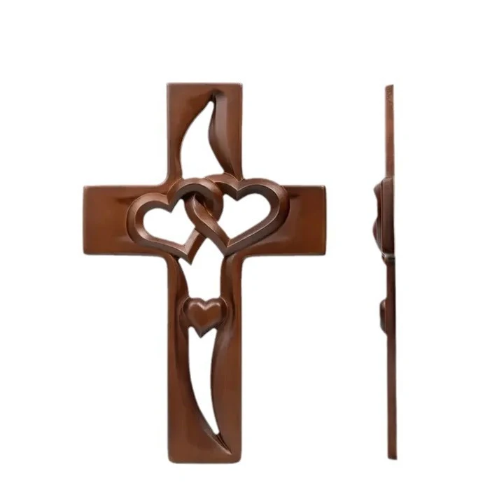 Title 2, Interwoven Heart-shaped Wooden Cross Hanging De...
