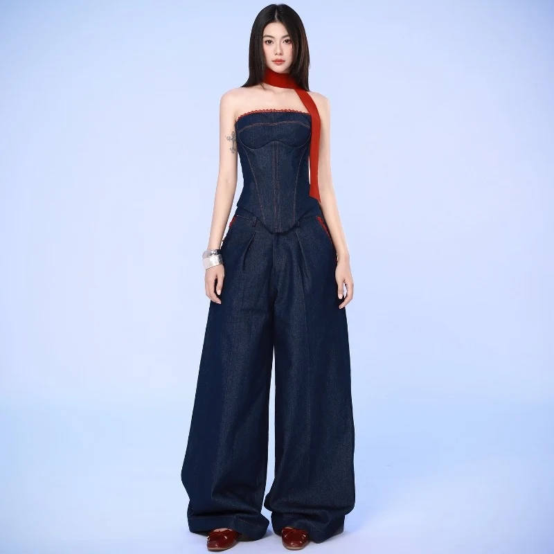 Women's Loose Fashion Denim Tube Top Comfortable and stylish summer wear. Perfect for casual outfits, this versatile top — photo 1