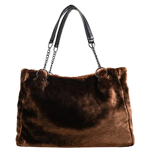Title 4, Bolsa de ombro de pelúcia fashion com corrente ...