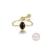 Anel de corrente ajustável de prata esterlina cravejado de diamantes. Ajuste perfeito, brilho deslumbrante e elegância. — foto 5