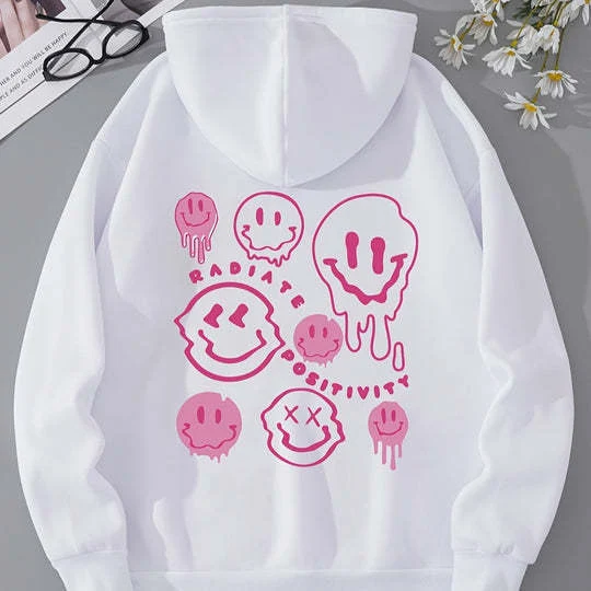 Moletom feminino com estampa de letras casual de manga comprida — foto 1