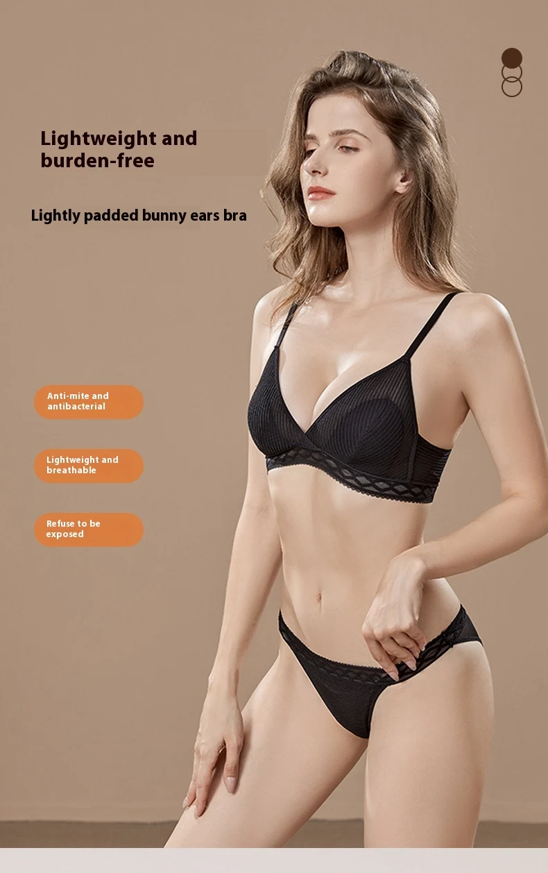 Title 3, Small Chest Triangle Cup Gather Backless Lace U...