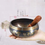Tigela de Meditação Artesanal Som Relaxante para Alívio do Estresse e Cura com Martelo e Almofada Inclusos. Paz Interior. — foto 11