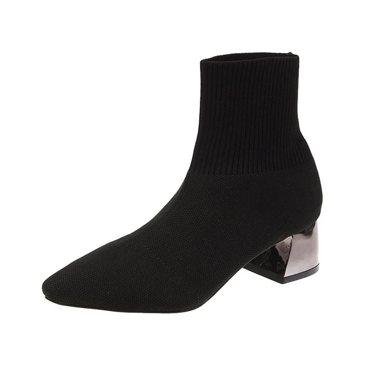 Title 4, Autumn New Mid-tube Chunky Heel Womens Woolen ...