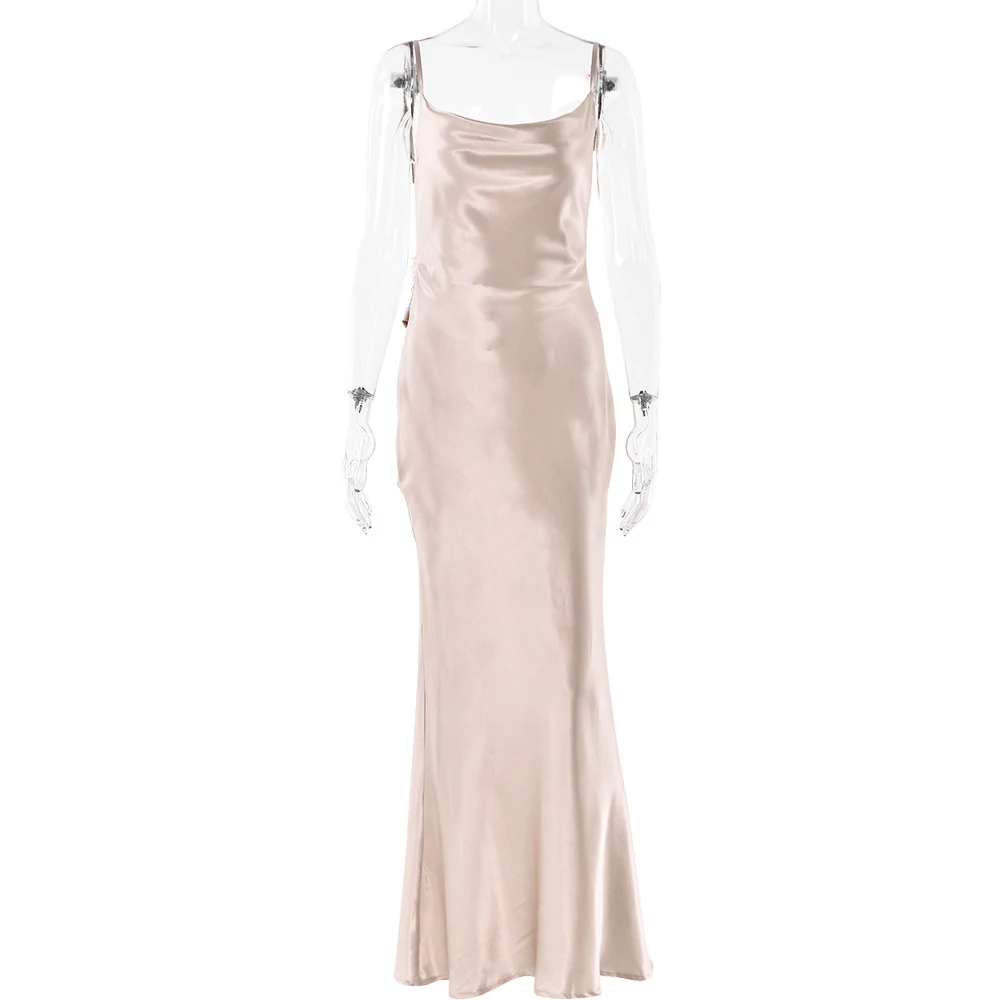 Women's Backless Floral Satin Dress — photo 5