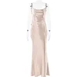 Women's Backless Floral Satin Dress — photo 5