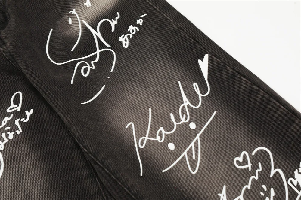 Men's Graffiti Printed Denim Straight-Leg Trousers. Comfortable and stylish jeans for an urban look. Perfect for everyda — photo 21