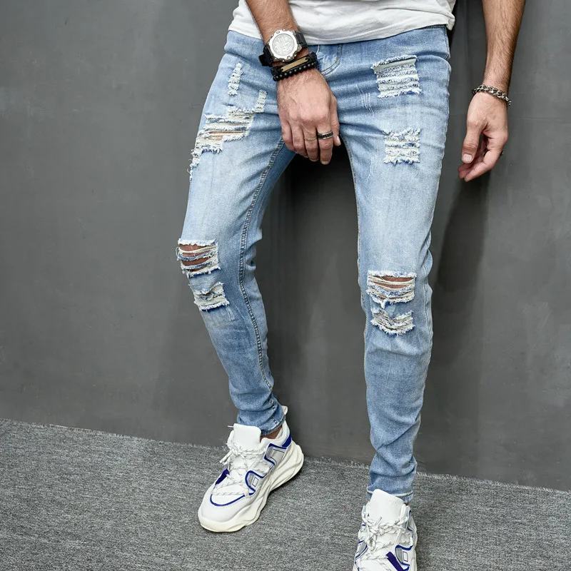 Title 11, Mens Street Distressed Slim Fit Elastic Jeans ...