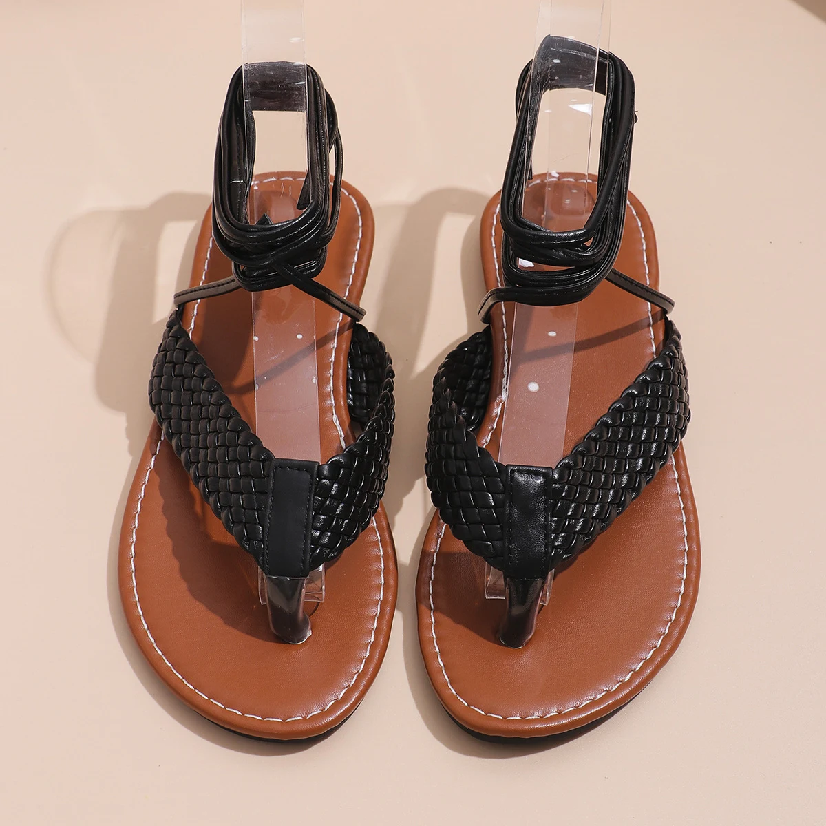 Title 24, Roman Style Flip-toe Flat Sandals for Women wit...