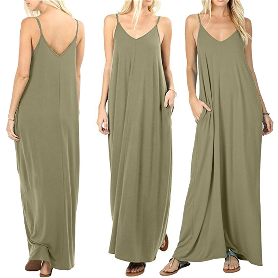 Vestido sin mangas para mujer con bolsillos sueltos de color sólido, ideal para un look casual y cómodo en cualquier ocasión, perfecto para el verano. — foto 20