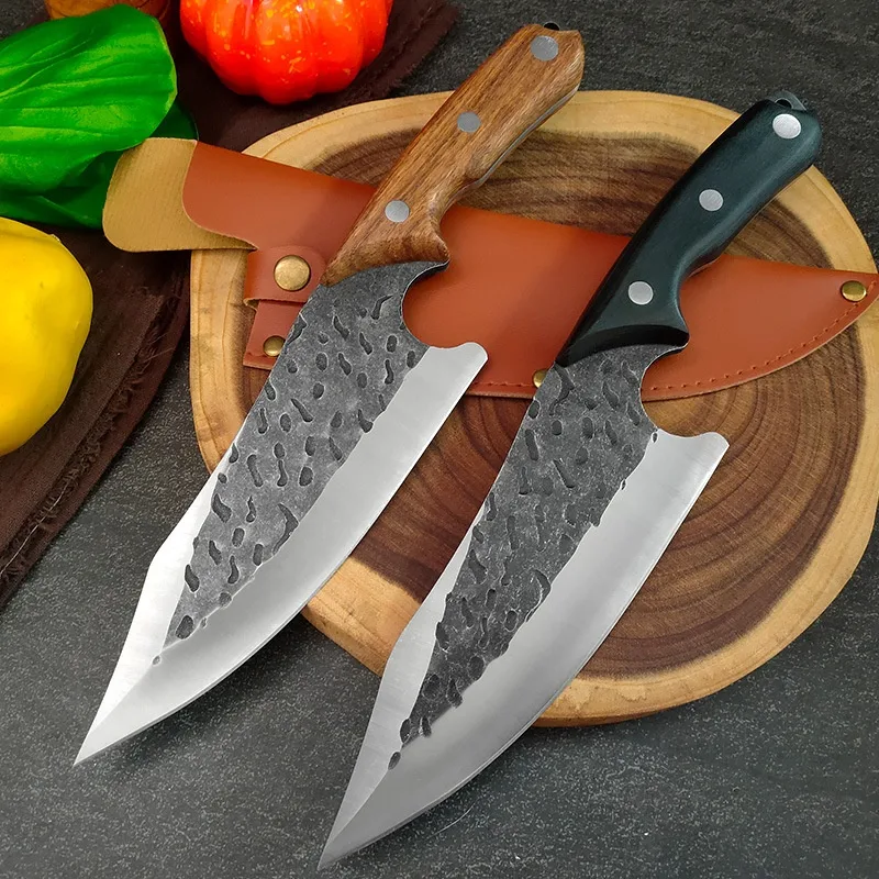Title 12, Hand-forged hammer pattern boning knife, black ...