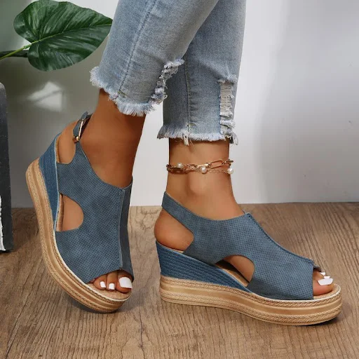 Title 8, Sandali Peep Toe Donna Zeppa Plateau Fibbia Est...