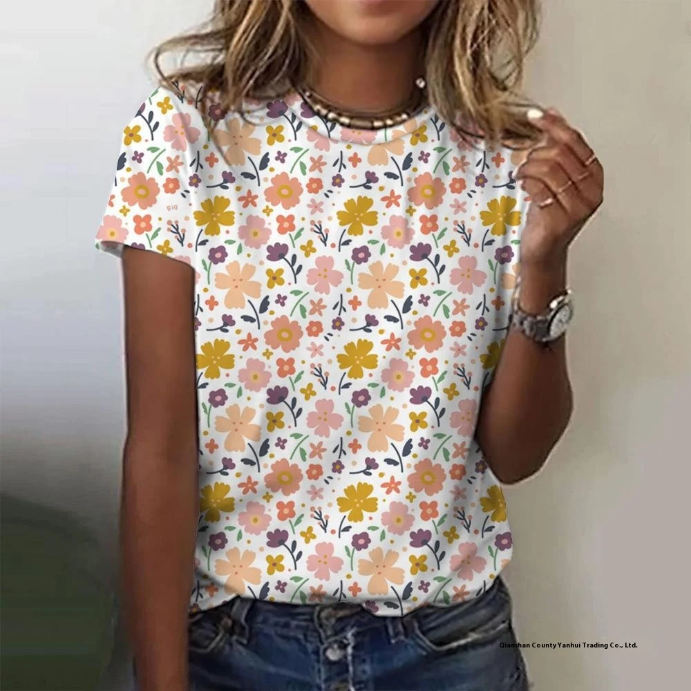 Title 13, Womens casual floral style printing summer t-s...