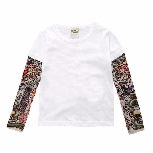 Title 4, Camiseta manga longa com costura de tatuagem, p...