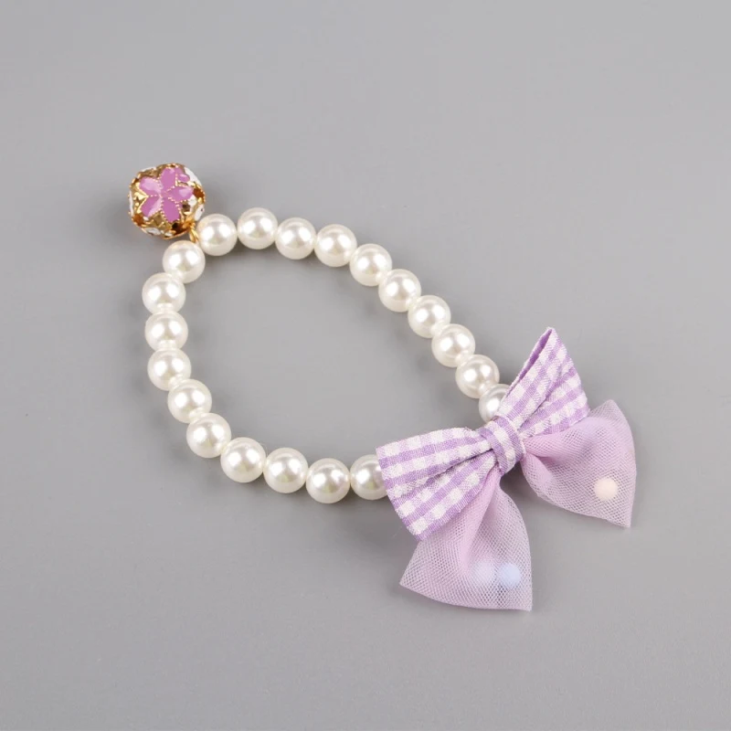 Title 7, Pet Pearl Necklace Bow Elastic Collar Cat Jewel...