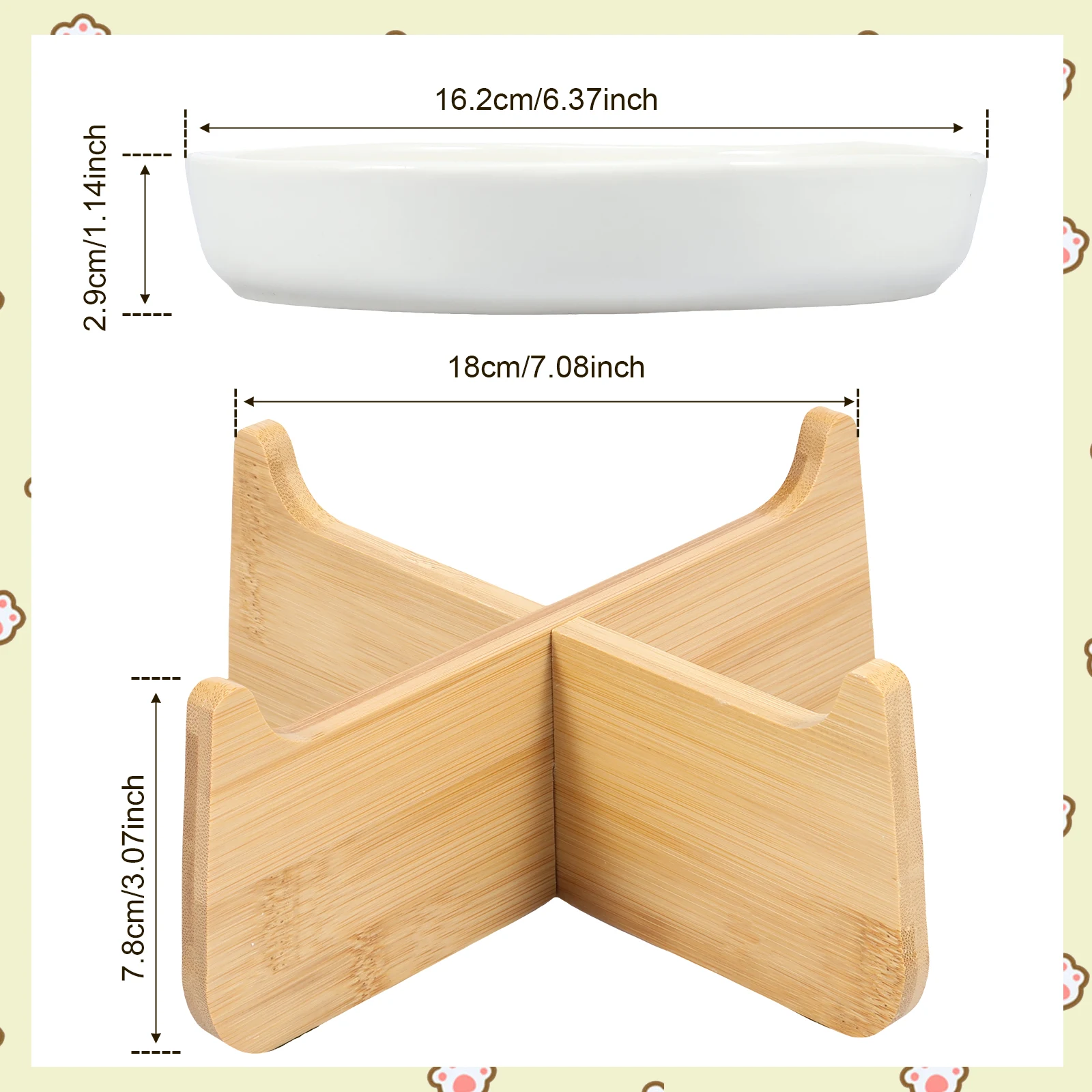 Title 5, Ceramic Pet Slow Food Bowl Elevated Cat Bowls w...
