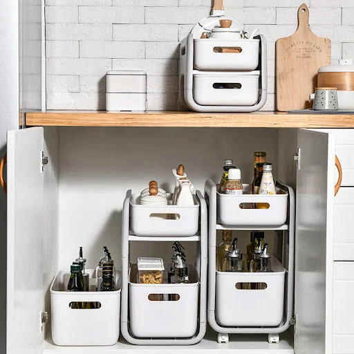 Title 4, 2 Tier Kitchen Storage Rack Cabinet Storage Box...