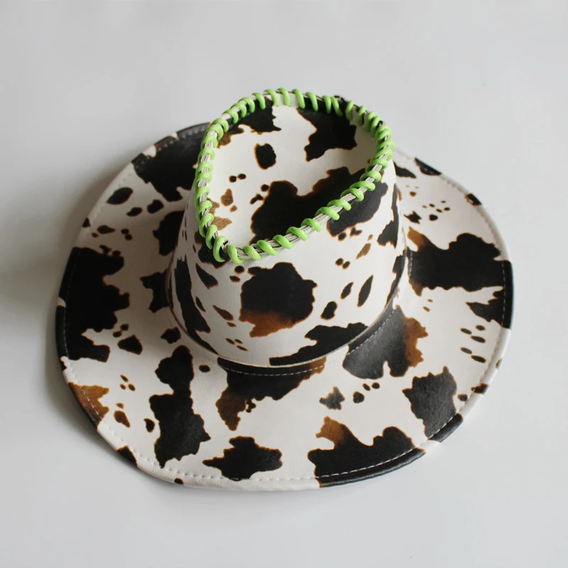 Retro PU lederen westerse cowboyhoed voor meisjes, schattige koe op vakantie, perfect voor een stoere look. — foto 1