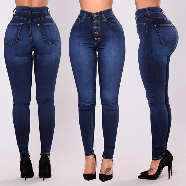 High-waist stretch slim denim broek – de perfecte combinatie van comfort en stijl. Creëer een flatterende look en geniet van optimale bewegingsvrijheid. — foto 3