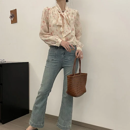 Title 4, Womens Elegance Retro Niche Floral Shirt – Uni...