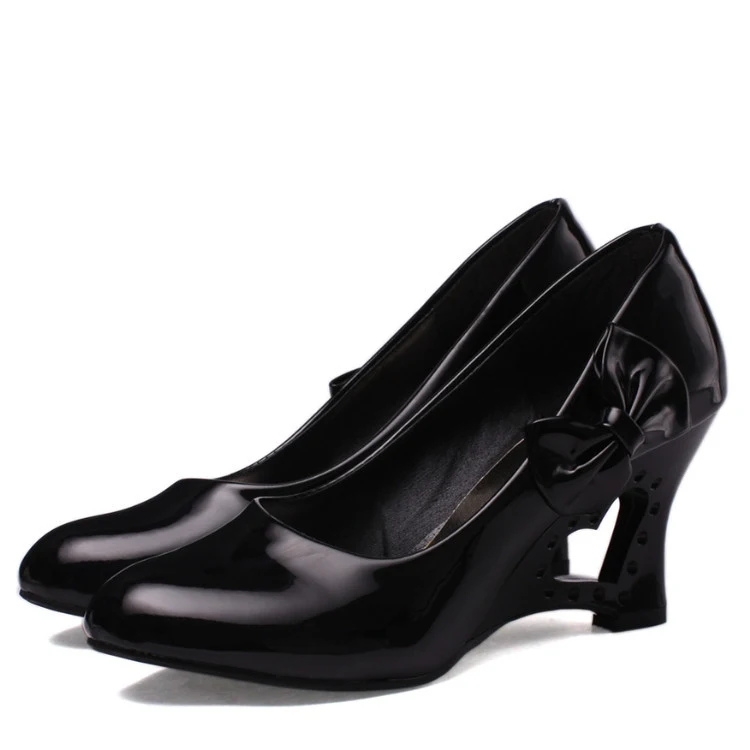 Sapatos de salto alto femininos com laço simples e bico redondo, perfeitos para um visual elegante, confortáveis e com estilo. — foto 1