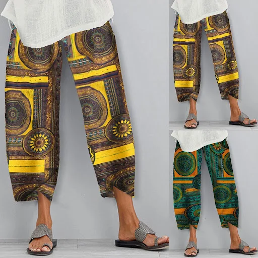 Title 4, Printed elastic casual womens pants for comfor...
