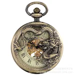 Relógio de bolso com design retro de dragão oco, manipulação manual literal romano, um acessório clássico para colecionadores e entusiastas. — foto 4