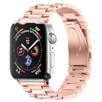 Pulseira para smartwatch de aço inoxidável, cilíndrica, com três elos metálicos. Conforto, elegância e resistência para seu relógio. — foto 5