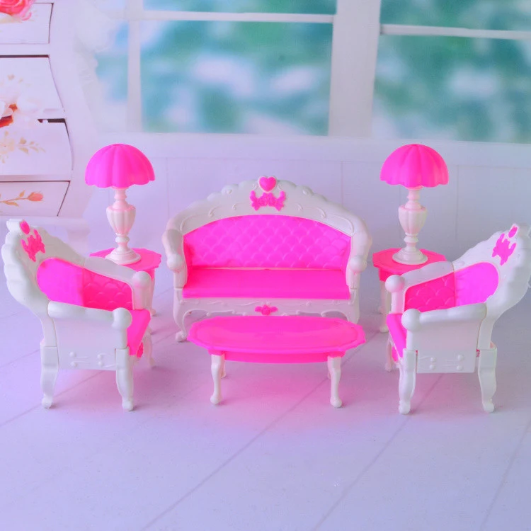 Conjunto de 6 bonecas para vestir, sofá grande estilo europeu para sala de estar, cadeira, ideal para brincar e decorar seu lar. — foto 7