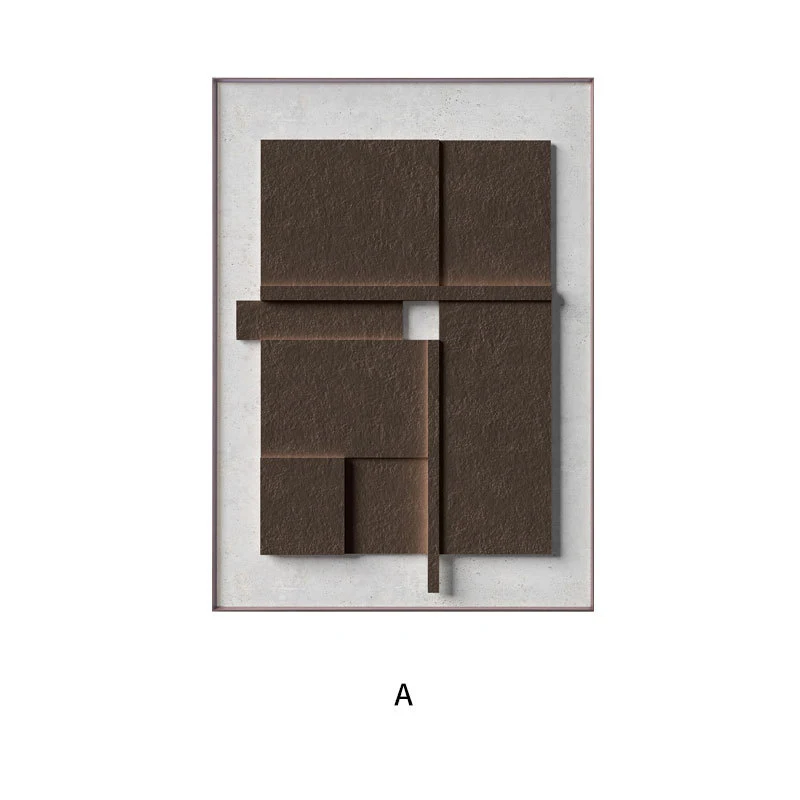 Pintura em tela abstrata geométrica 3D Nordic Brown, arte de parede moderna para sala, quarto ou decoração de casa, fácil de pendurar. — foto 5