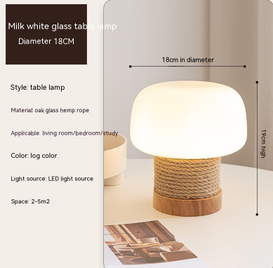 Title 4, Japanese Cream Mushroom Table Lamp Nordic Log S...