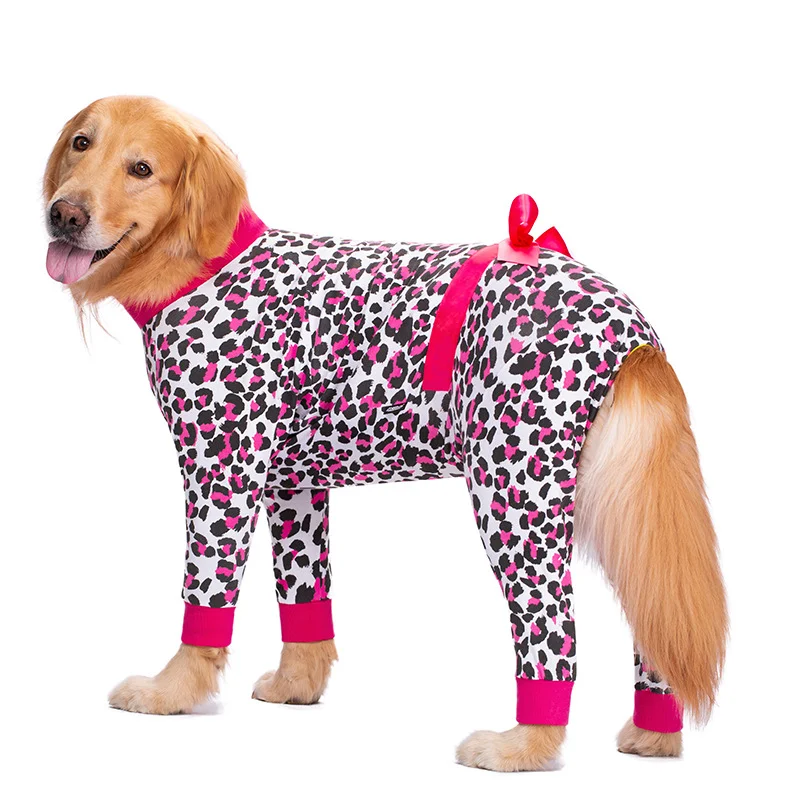 Anti-Fell-Pyjama mit Schleife für große Hunde, vierbeinige Haustierbekleidung, schützt und hält warm, bequem. — foto 16