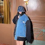 Autumn and winter denim stitching jacket boys loose quilted. Warm, comfortable and stylish jacket for boys, perfect for — photo 3