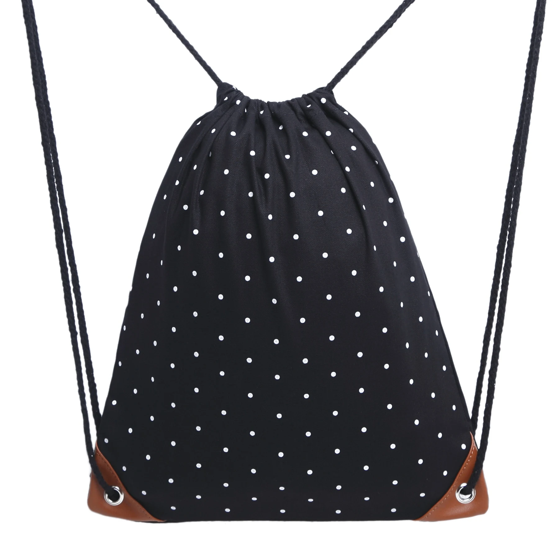 Polka Dot Canvas Bag mit Kordelzug und Tasche – stilvolle und praktische Tragetasche für Einkäufe, Sport oder Freizeit. — foto 3