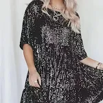 Fashionable Sequins Round Neck Dress with a loose waist, short sleeves, and skirt, offering style and comfort for a stun — photo 17