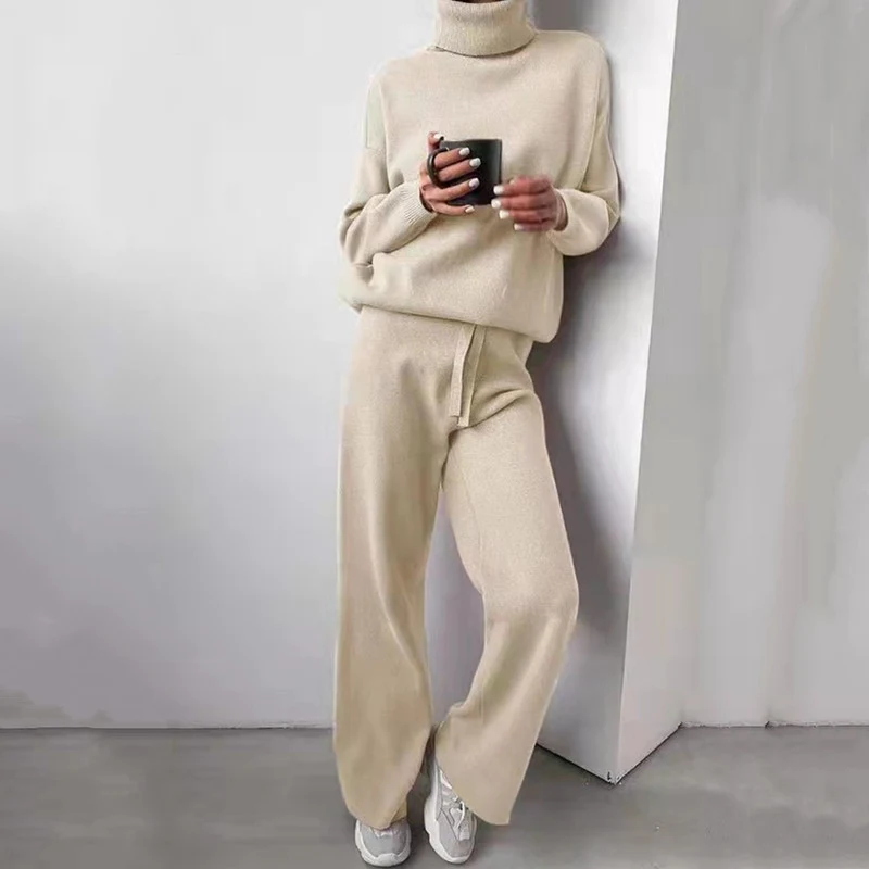 Title 2, Casual Fashion Sweater Knitted Trousers Two-pie...