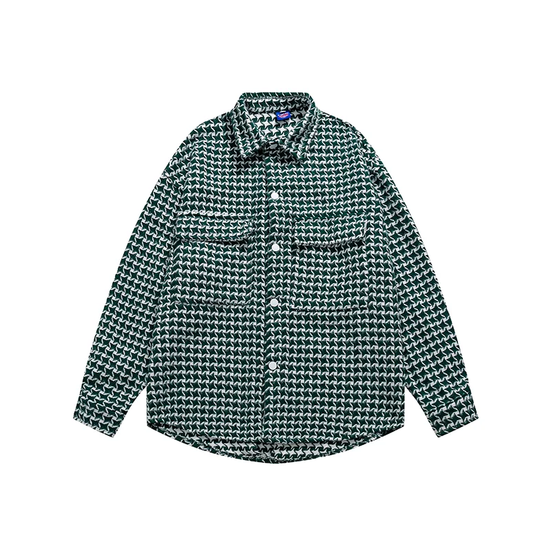 Camisa Americana Mil Pássaros Xadrez Casaco Solto e Versátil Perfeito para um Visual Casual e Confortável, Ideal para o Dia a Dia — foto 3