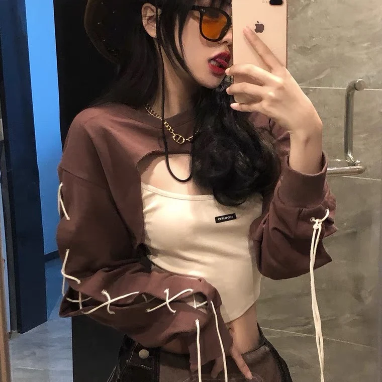 Title 4, Dance Strap Long Sleeve Hot Girl Two-Piece Jacket