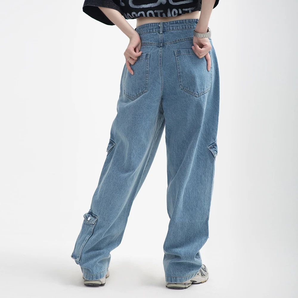 Calças jeans workwear masculinas com múltiplos bolsos e personalidade fashion. Conforto e estilo para o trabalho e o dia a dia. Durabilidade garantida. — foto 12