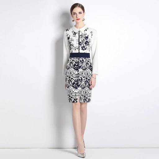 Title 6, Printed Elegant Slim-fit Elegant Dress